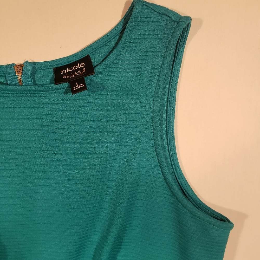 🌹Nicole by nicole Miller teal dress size large - Picture 3 of 4